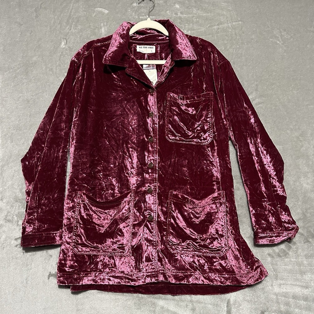 We The Free Lexi Velvet Button Up Shirt Jacket Small Whimsigoth Gothic Oversized